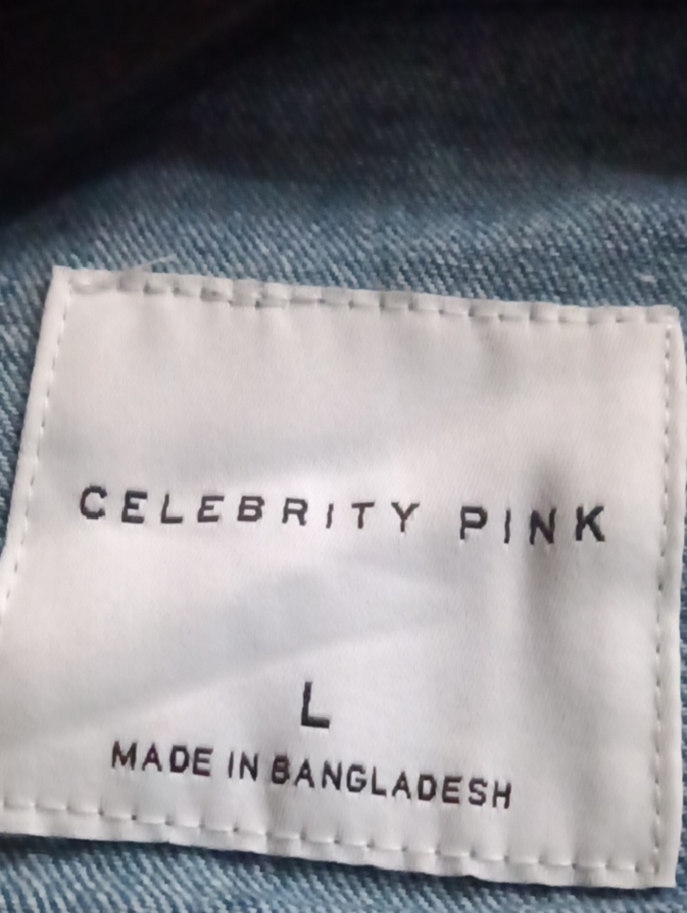 Celebrity Pink Cropped Blue Denim Jacket Large Nwt - Picture 3 of 7
